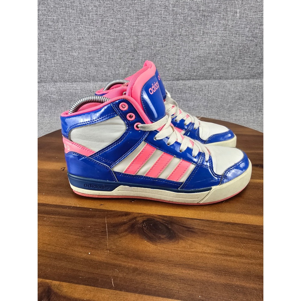 Adidas NEO Label High Top Sneakers Blue Pink White Kids Size 6 F98255 Retro